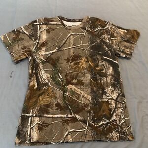 Russell Outdoors Shirt Mens XL Brown Camo Hunting Outdoor Woods Tee T-Shirt